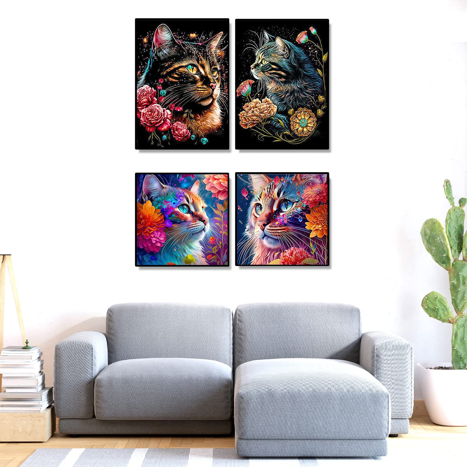 Diamond Painting Katze XXL 130x100cm – 5D Diamantbild Zum Basteln, Deko Fürs Wohnzimmer