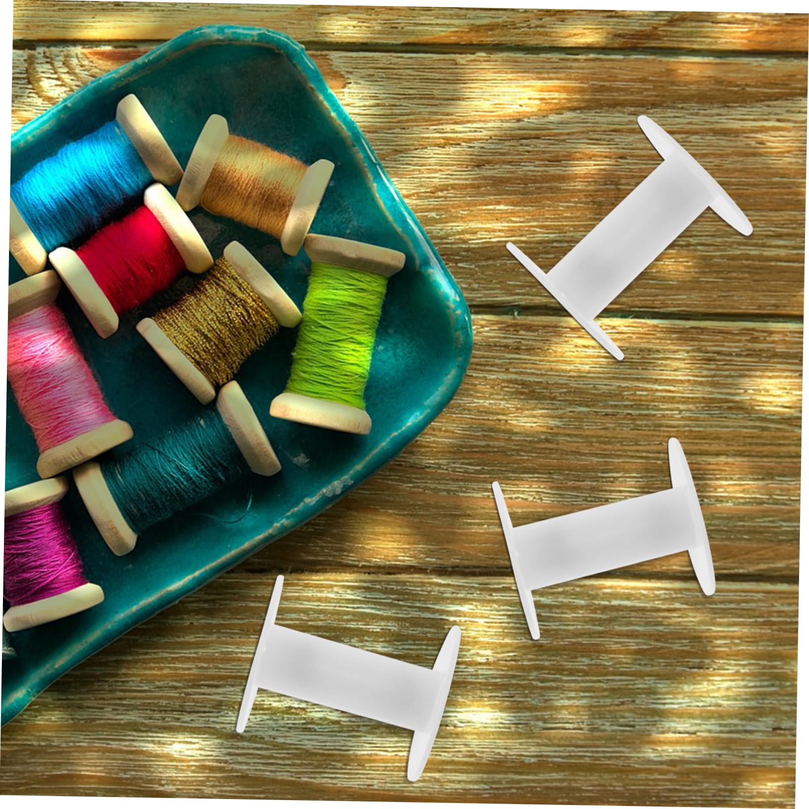 VILLCASE 5 Set Bobina Bobine di Tavola di Avvolgimento Bobine da Ricamo Retrattile Piccolo Handmade Bobine Vuote Resistenti all'Usura Accessorio Plastica 10 Pezzi * 5