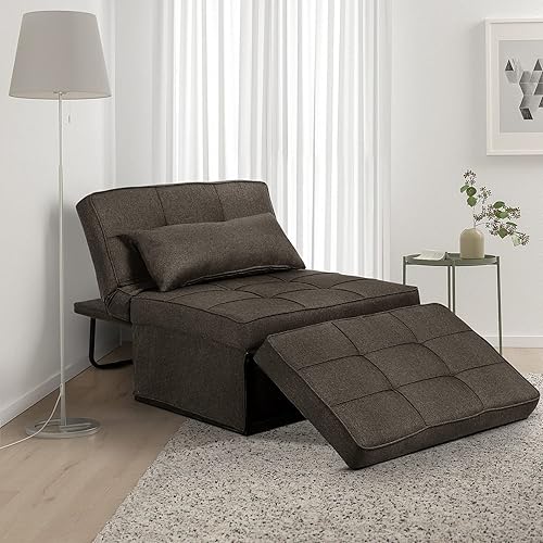 Saemoza - Sofá cama plegable y multifuncional 4 en 1 otomana cama silla convertible moderna con respaldo ajustable sillón reclinable para sala y