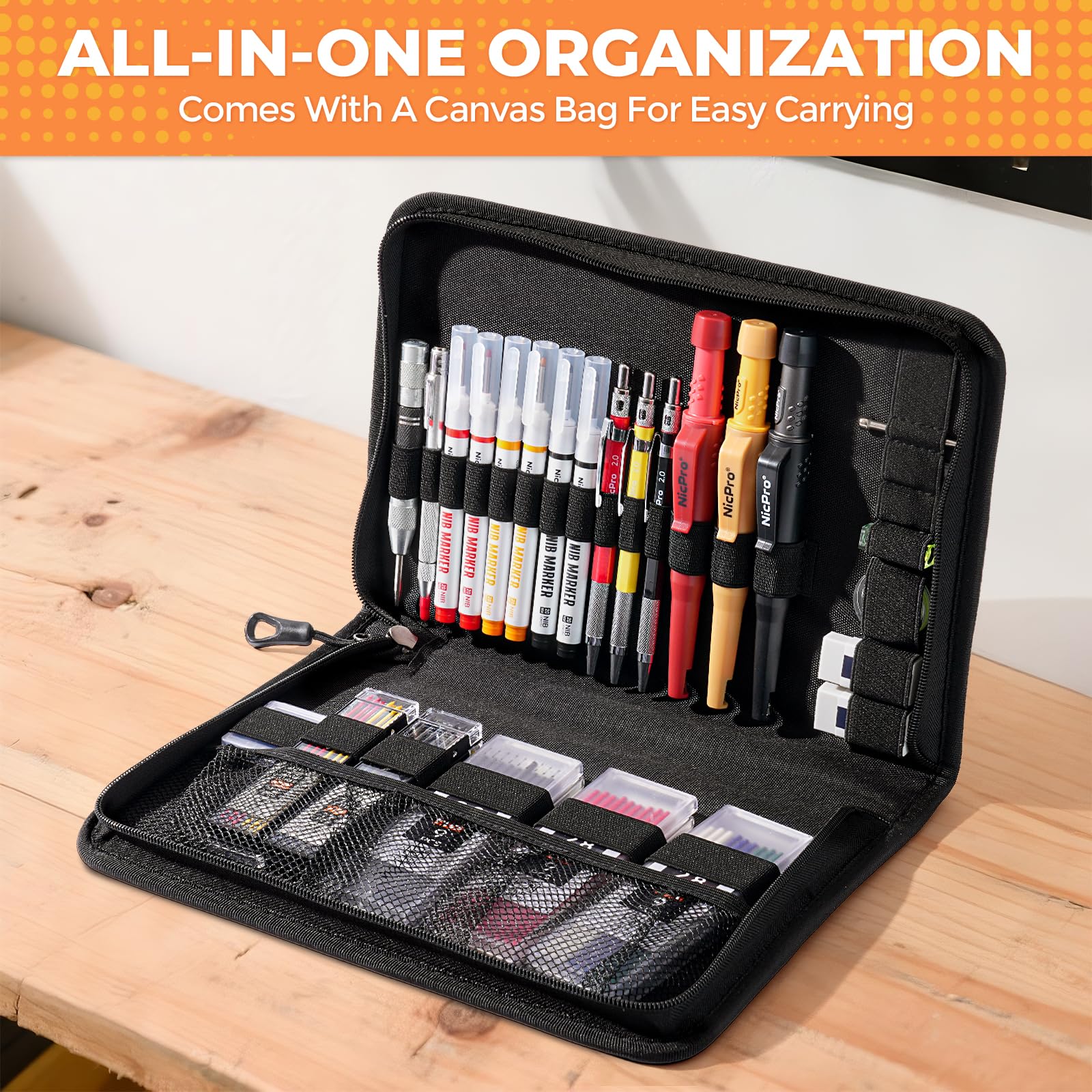Nicpro Carpenter Pencil Set - 38 Tools for Woodworking -8