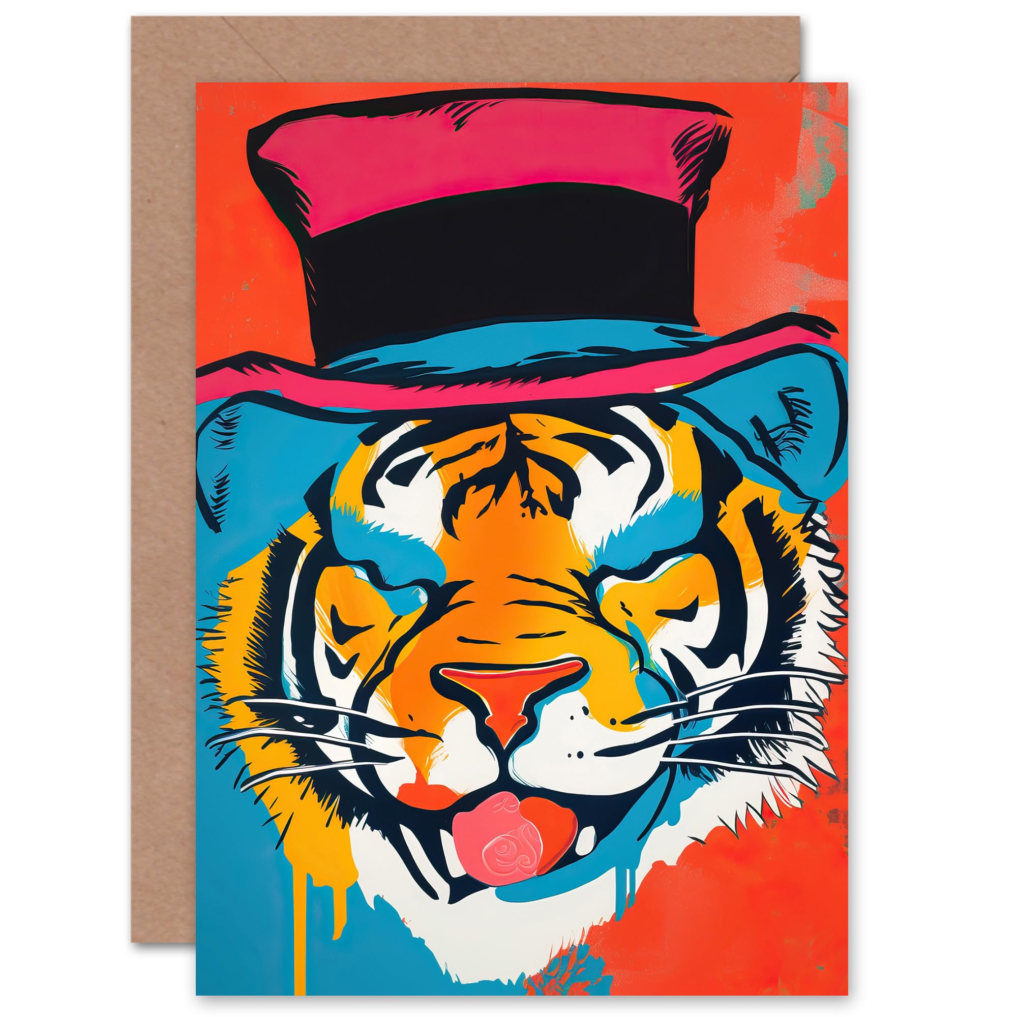 Artery8 Tiger in a Top Hat Pop Art Greeting Card