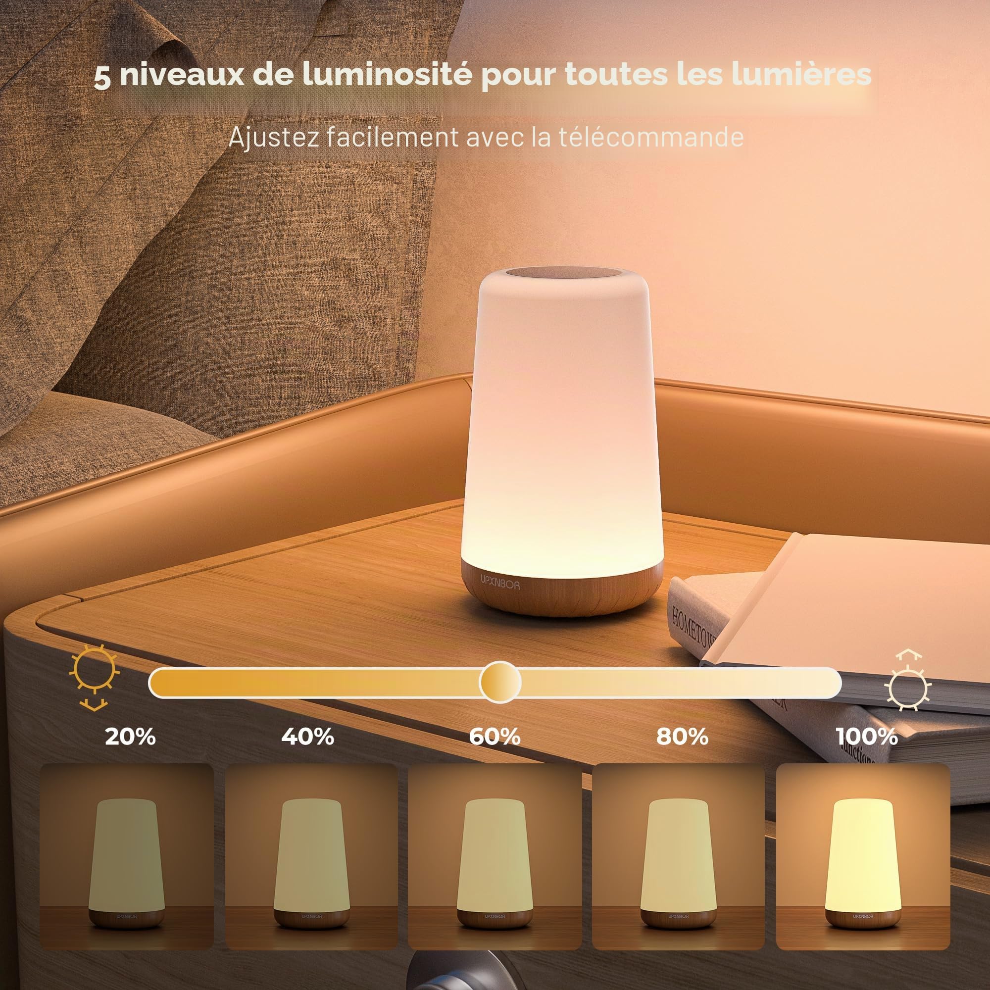 Lot de 2 lampes de chevet LED avec télécommande, intensité variable, 13 couleurs RVB et 4 modes, lampe de table sans fil avec minuterie et crochet, rechargeable par USB, veilleuse portable