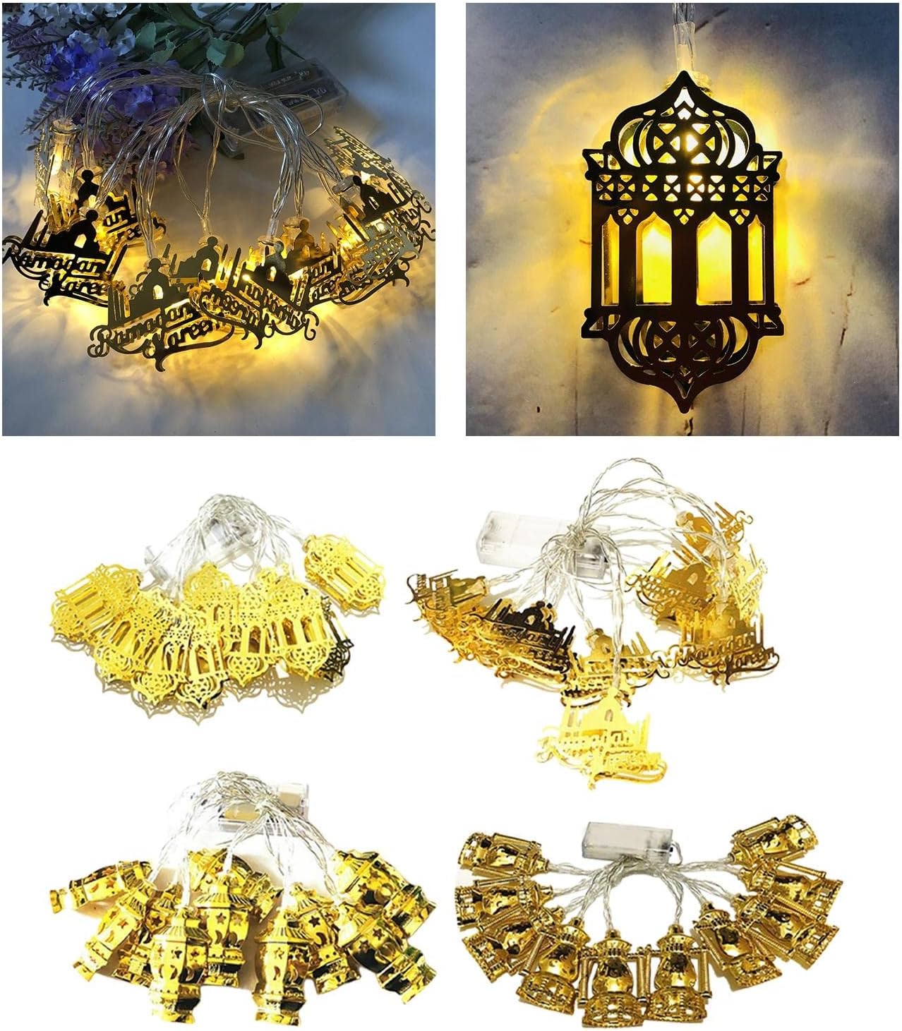 Enakshi® Muslim Ramadan Light | Eid Mubarak Fairy Lamp | Iron LED Lantern for Indoor & Outdoor Decor | 1.65m 10 LED, Battery Powered (2x AA) for Festive Atmosphere & Energy Saving