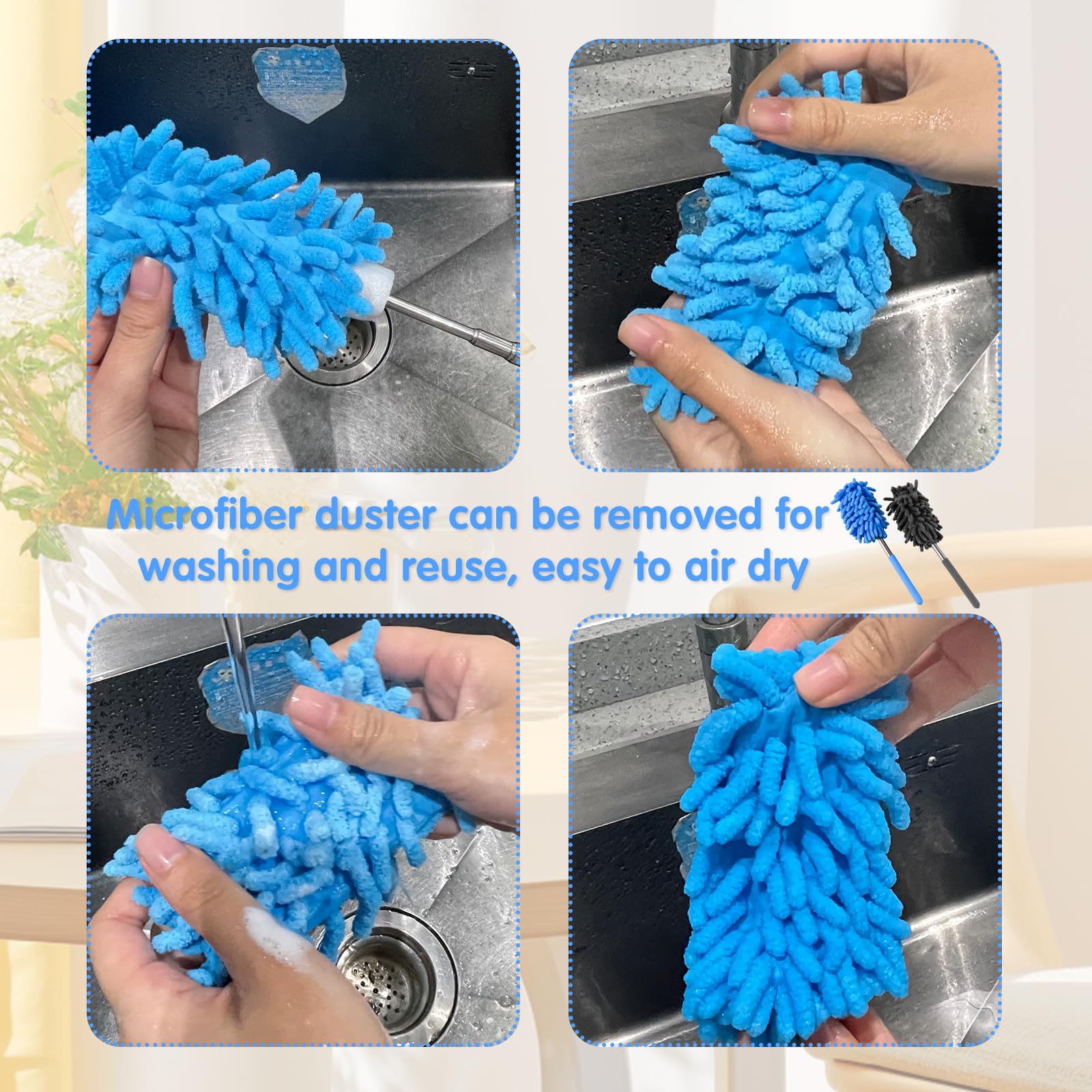 Plumeau extensible avec manche télescopique en acier inoxydable de 76.2 Plumeau extensible avec manche télescopique en acier inoxydable de 76.2