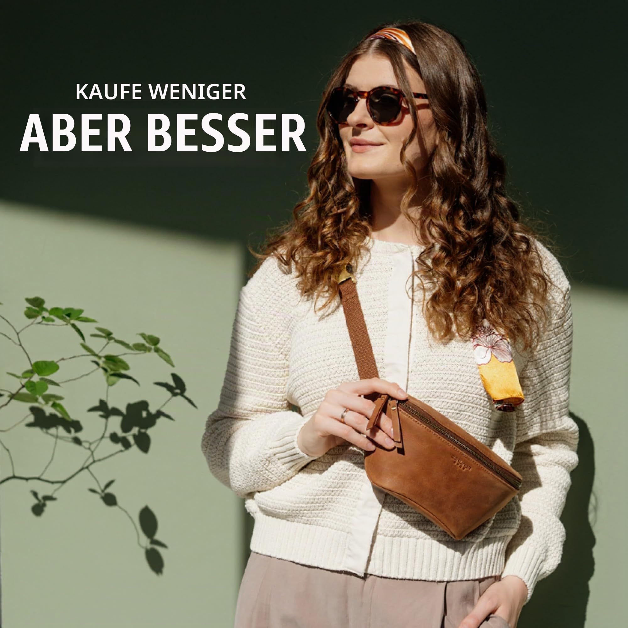 Berliner Bags Vintage Bauchtasche Noah, Umhängetasche aus Leder, Crossbody Tasche, Gürteltasche für Damen und Herren - Braun