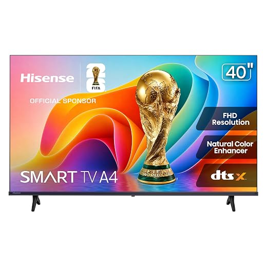 Hisense 40" Inch A4 Series FHD 1080p Smart VIDAA TV (40A4NV, 2026 NEW) - Full Array LED, DTS Virtual: X, Noise Reduction, AI Sports Mode, Works with Alexa, Apple Airplay & Apple Home, Slim Bezel