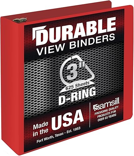 Vista 418 de Samsill Carpeta duradera de 1.5 pulgadas, fabricada en los Estados Unidos, carpeta de anillos en D, carpeta transparente personalizable, surtido