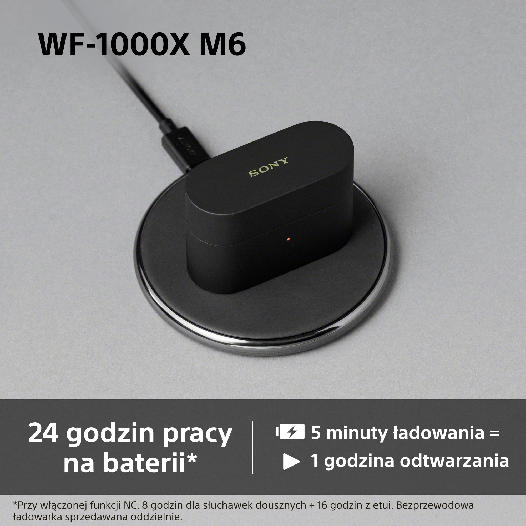 Sony WF-1000XM6 Flagowe bezprzewodowe słuchawki douszne z redukcją szumów, Bluetooth, Hi-Res, krystalicznie czyste rozmowy, 10-pasmowy EQ, do 24 godz. baterii, IPX4, iOS i Android – Czarne