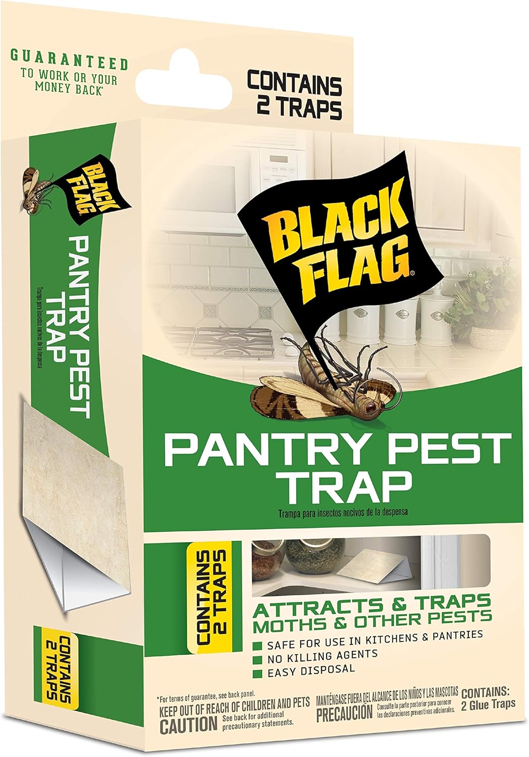 Black Flag Pantry Pest Trap 2 Count, Insect Traps, Safe For Use In Kitchens And Pantries, 12 Pack