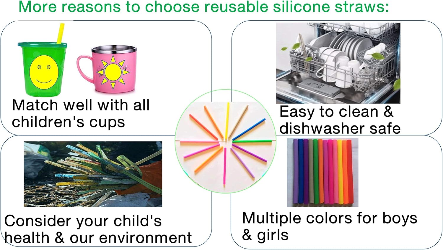 LALCO Reusable Silicone Short Straws for Take and Toss Cups: 5.7’’ Pack of 12 BPA free