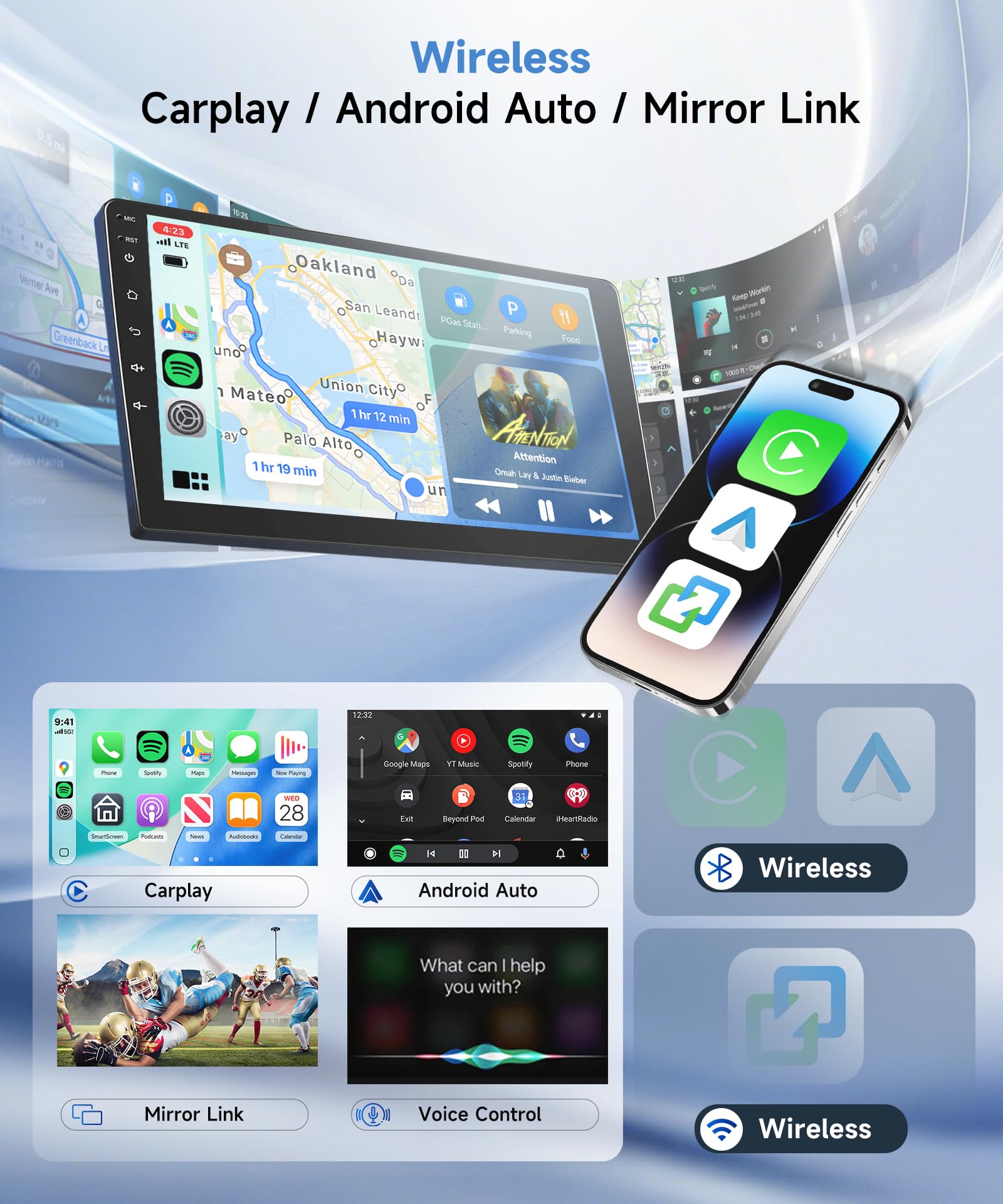 【8 Core 6+128G】Per Citroen C5 2008-2017 Autoradio con CarPlay Wireless Android Auto, Schermo IPS da 10,1 Pollici con Radio FM/RDS, GPS, Bluetooth 5.0, Supporta telecamere panoramiche a 360°