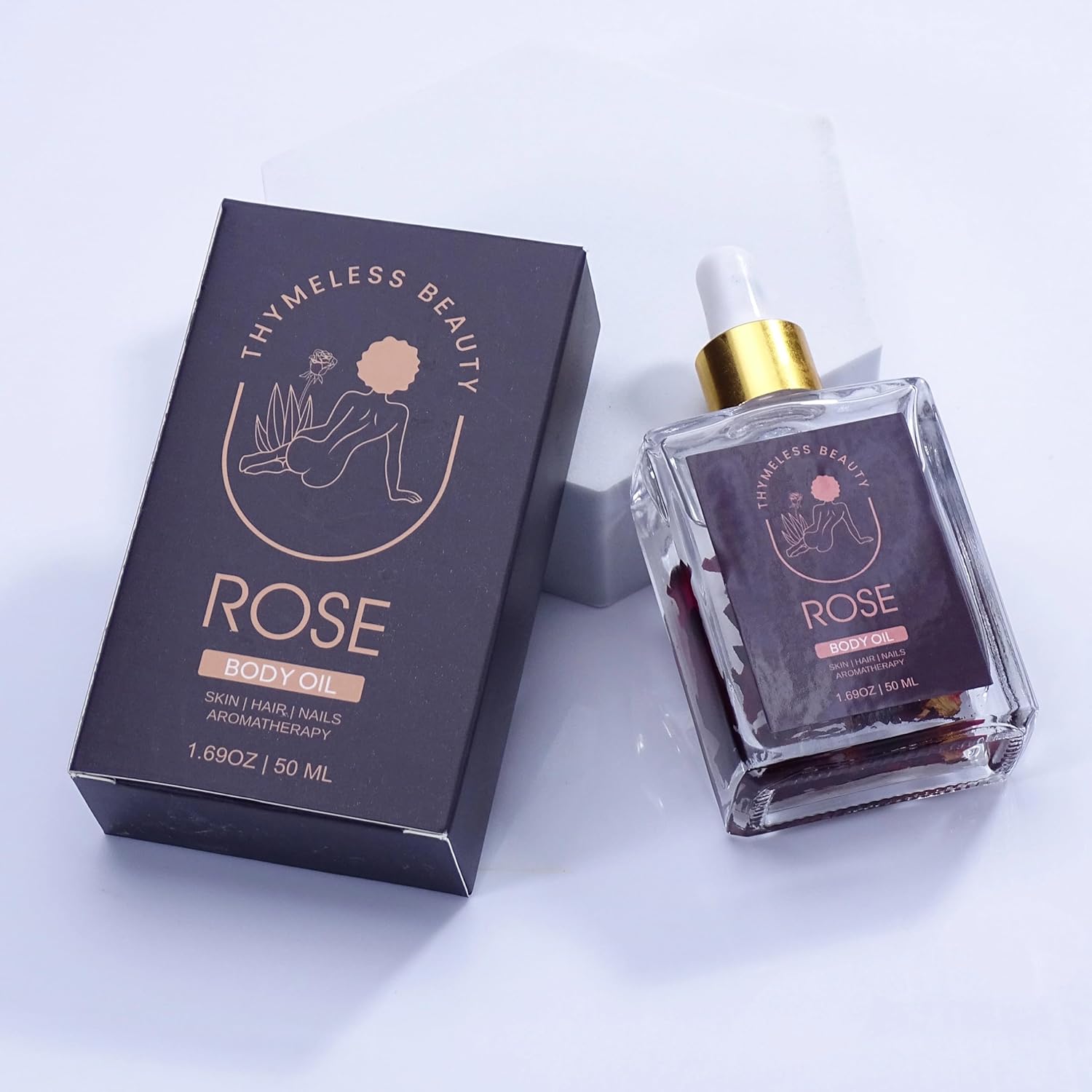 Luxurious Rose Body Oil with Real Rose Petals – Lightweight, Moisturizing, Long-Lasting Floral Scent – Premium Rosé Oil for Face, Body, Hair, Nails & Aromatherapy – Natural Perfume Oil, 1.69 Fl Oz - Image 4