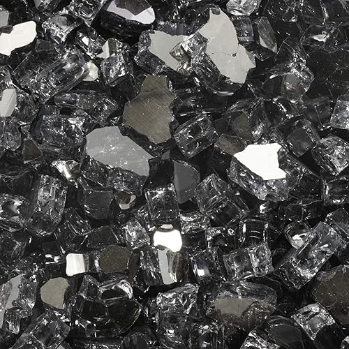 Miniatura 10 de Vidrio para fuego templado reflectante de 12 pulgada con alto lustre en color Dark Matter Black (Negro Materia Oscura), en un frasco de 10 libras,
