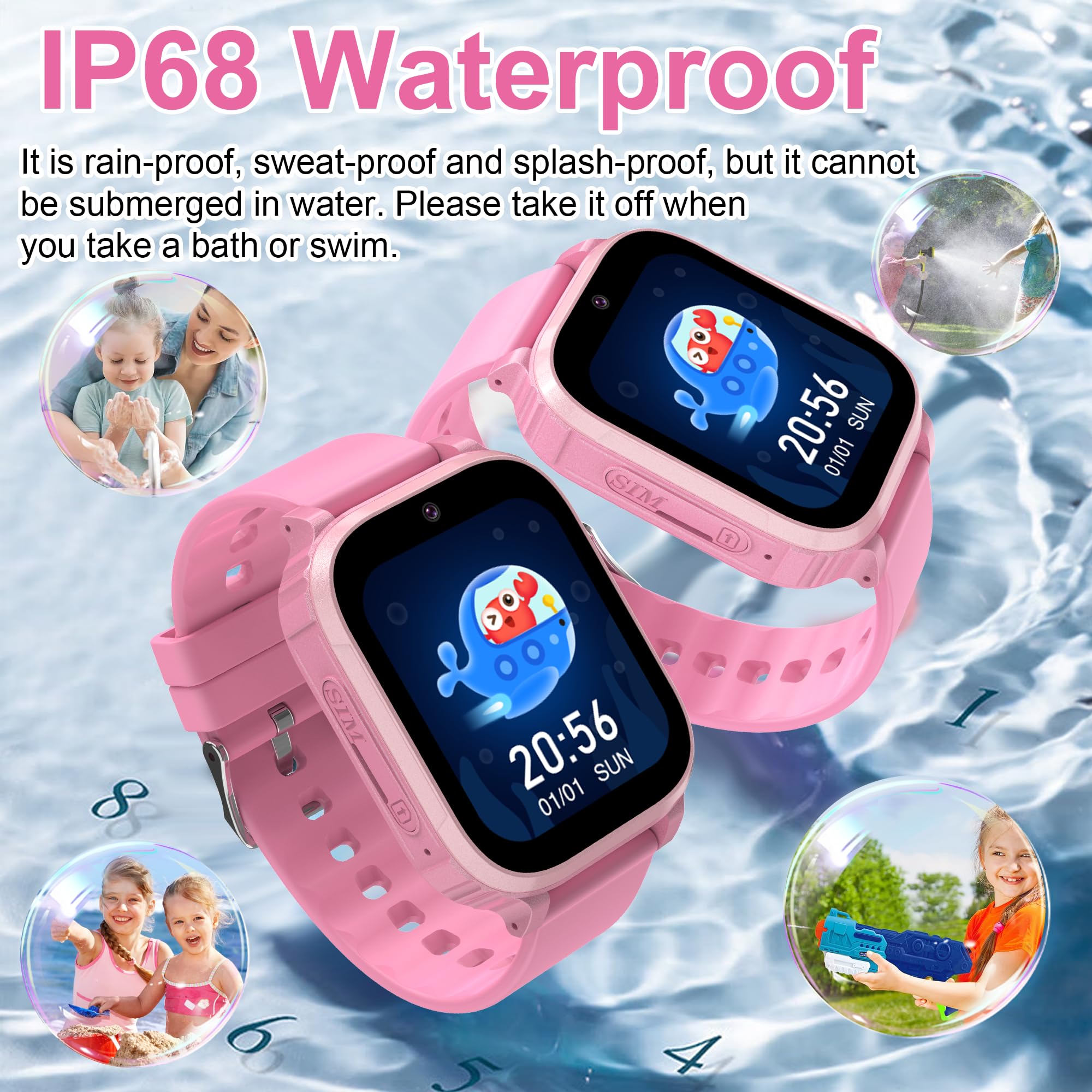 4G Reloj Inteligente Niño, Smartwatch Niños con GPS y Llamadas Teléfono Videollamada Impermeable IP68 SOS Móvil Juego Despertador Clase Modo Reloj Inteligente Niños y Niñas Estudiante Regalo