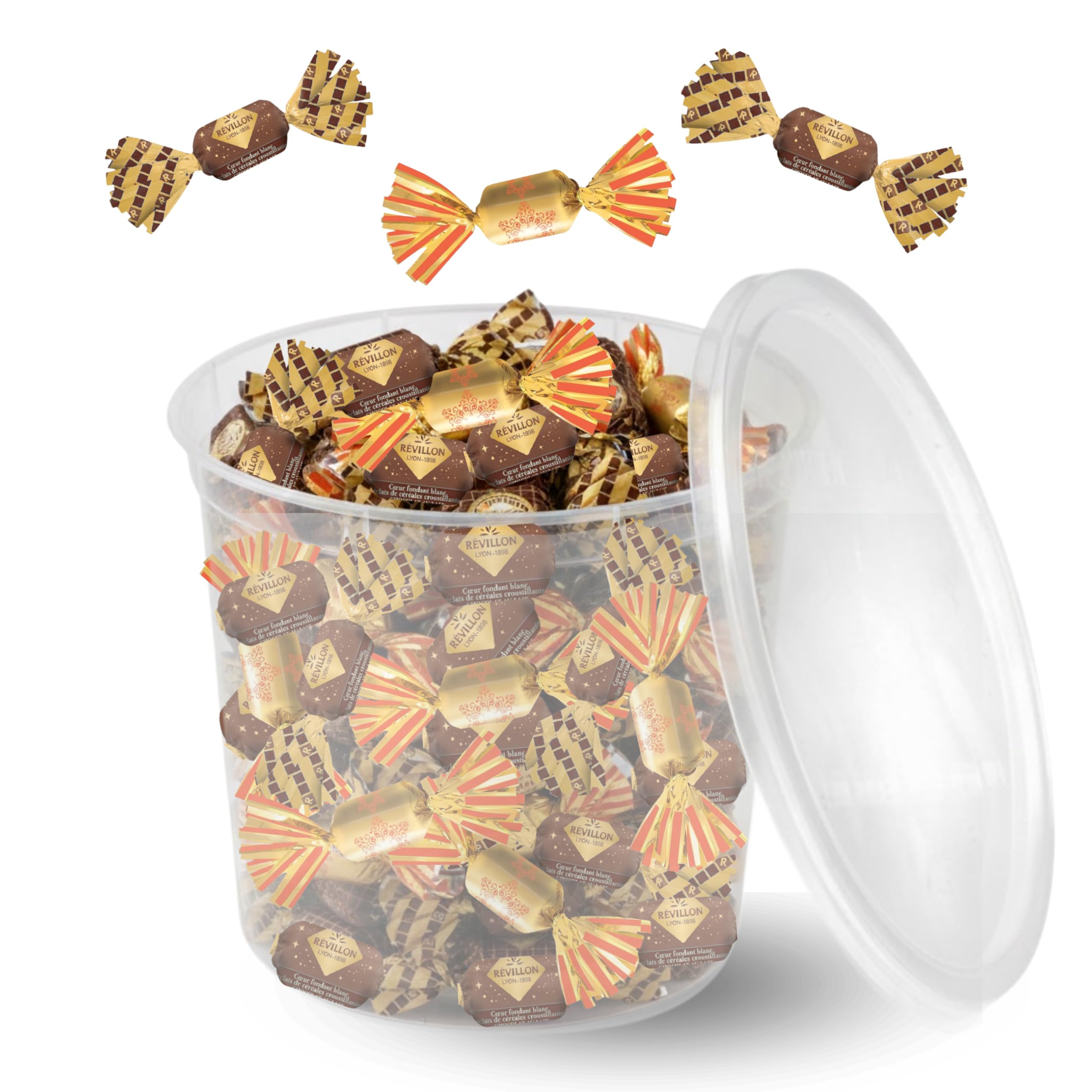 REVILLON | 100 Papillotes Chocolat au Lait Praliné | Box de 1100g de Friandise sans Huile de Palme prête à Offrir