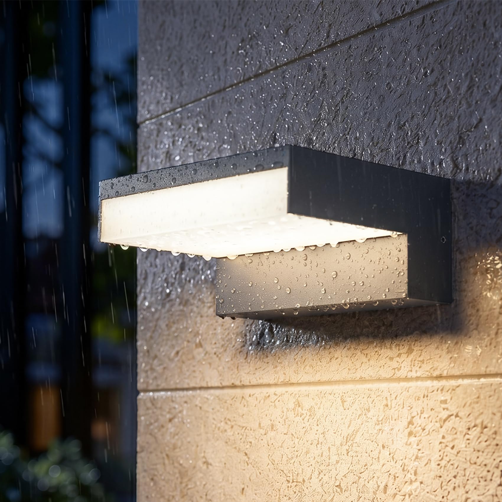 Klighten 24W LED Applique da Parete Esterno,2700K Lampada da Parete Interna ed Esterna,per corridoi,garage,portici e cortili,Aluminium,IP65,Nero