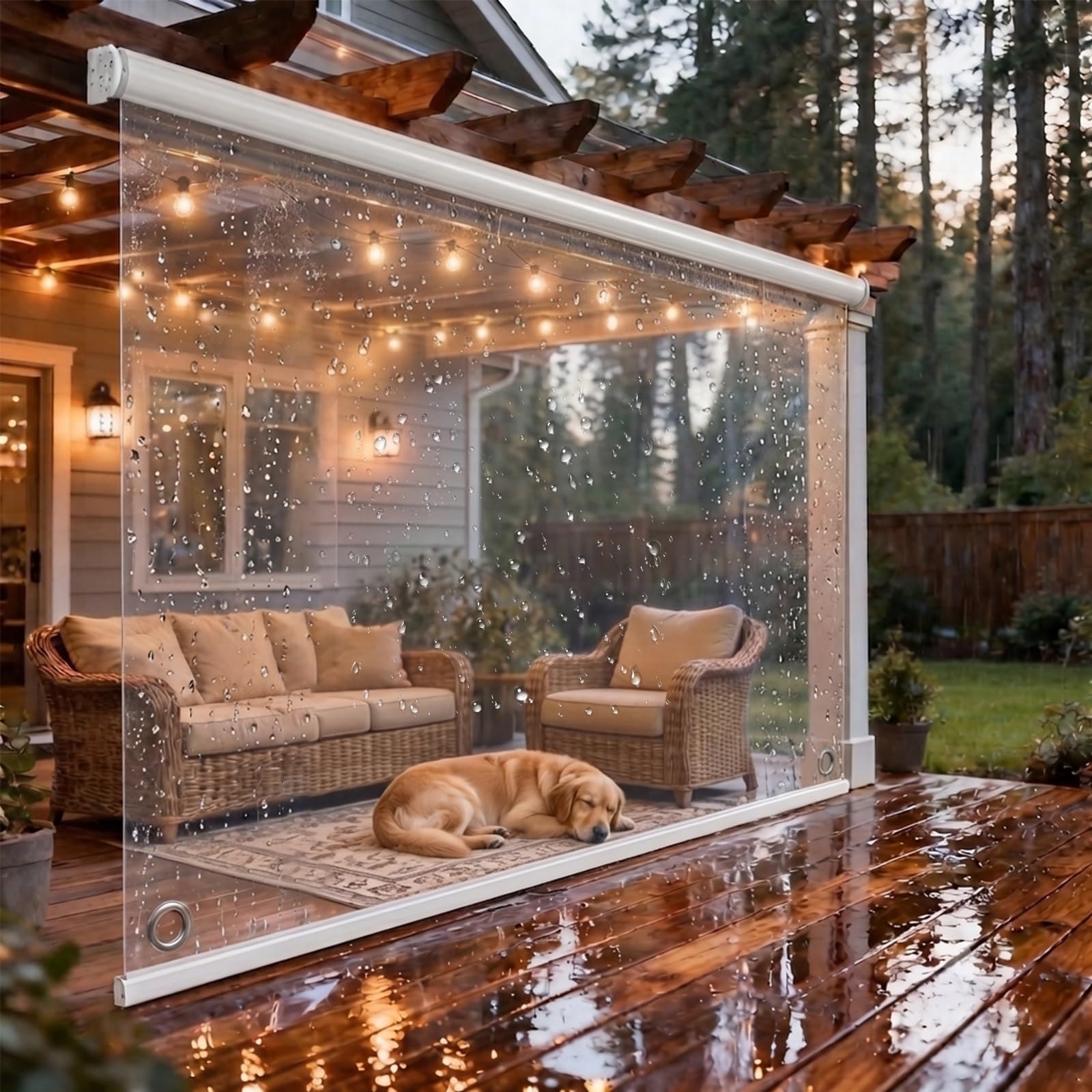 Store Enrouleur Transparent et Imperméable, Volets Roulants Exterieur PVC | Stores à Enroulement, Rideau de Séparation Clairs en plastique pour pergola Fenêtres, Anti-poussière(140x120cm)