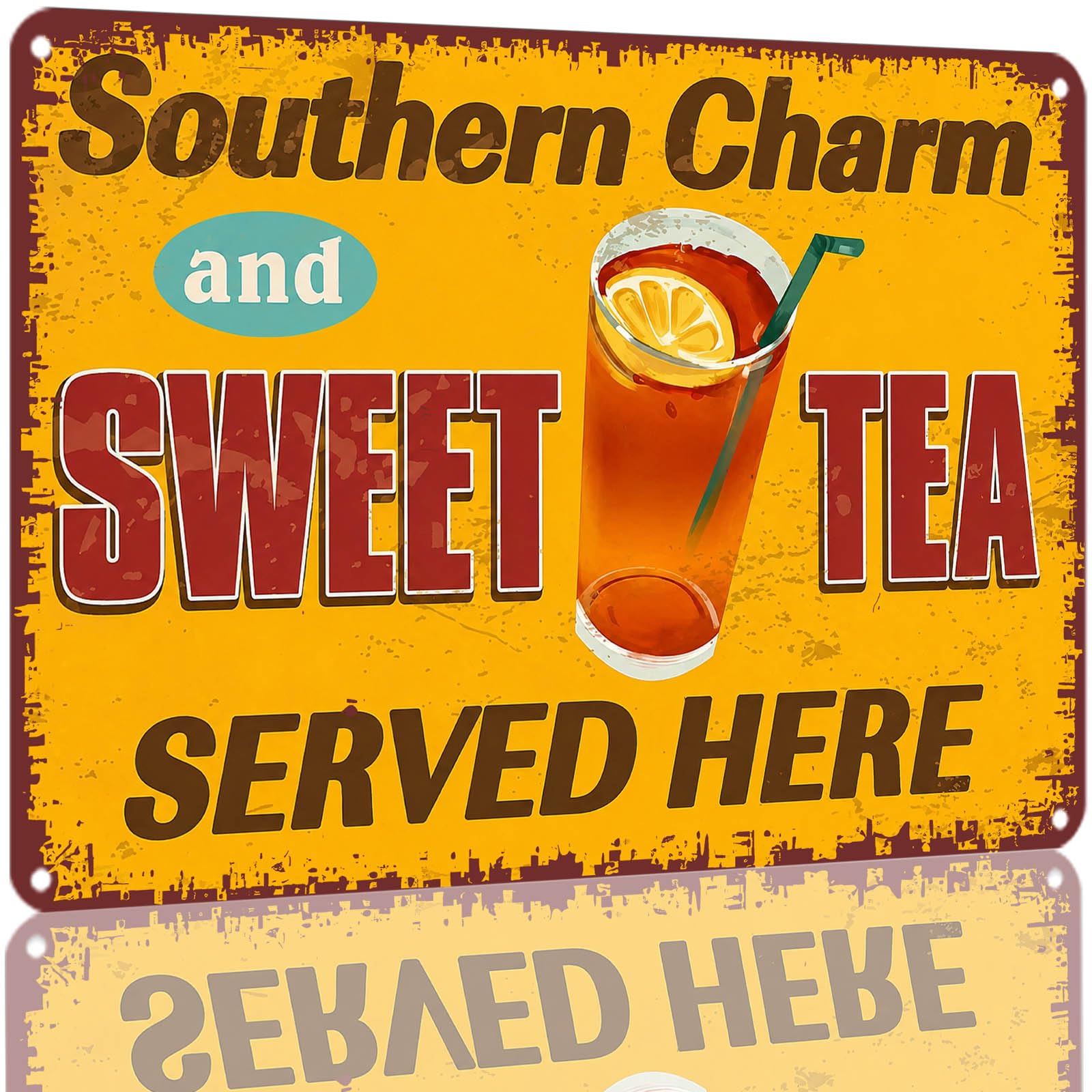 Kwqdozf As Pic 8X12 Inch Southern Charm Sweet Tea Tin Sign Vintage Aluminum Metal Wall Dec
