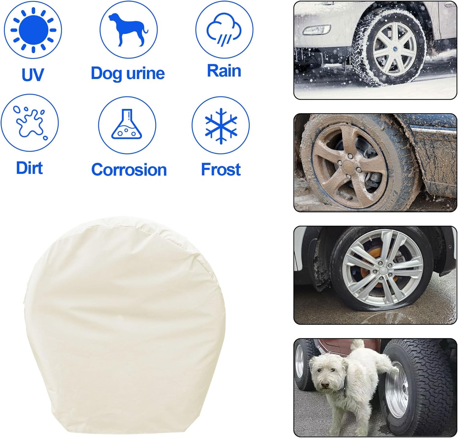 Camper Tire Covers 4 Pack, RV Trailer Wheel Tire Cover Travel Boat Trailer Tire Covers Accessories for Trucks Storage, SUV, Jeep, Outside Tyre Cover Fits Tire Diameters 30-32 Inches(Beige)