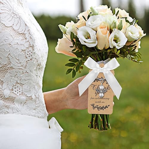 Miniatura 6 de Sureio 40 juegos de llaveros de ángel, regalos de bautismo, llaveros plateados con dije de ángel con etiquetas de agradecimiento y lazos blancos,