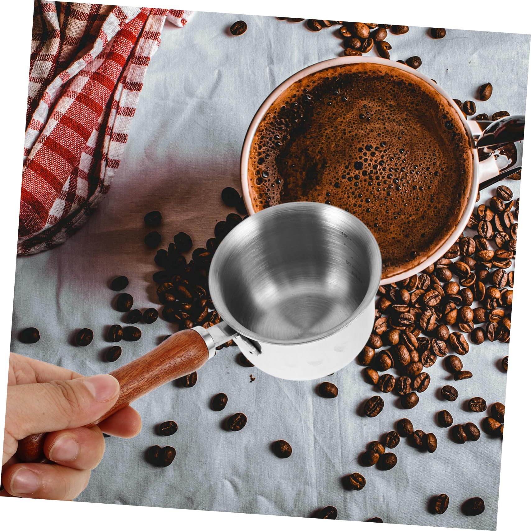 Jarra Medidora de Leche Inoxidable Cremera Pequeña Asa para Café Espresso y Latte Versátil para Salsa y Líquidos Cocina y Bar
