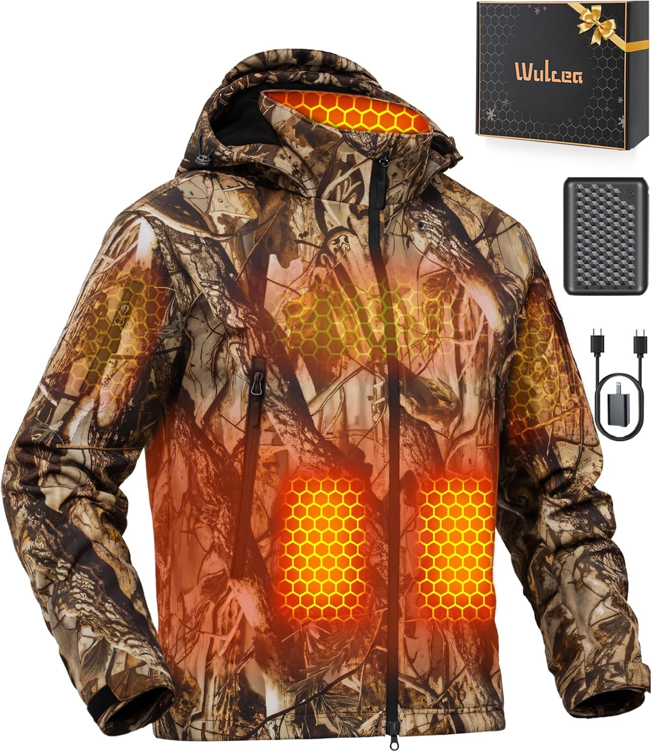 Wulcea Graphene Heated Soft Shell Jacket for Men 12V 18400mAh Large Capacity