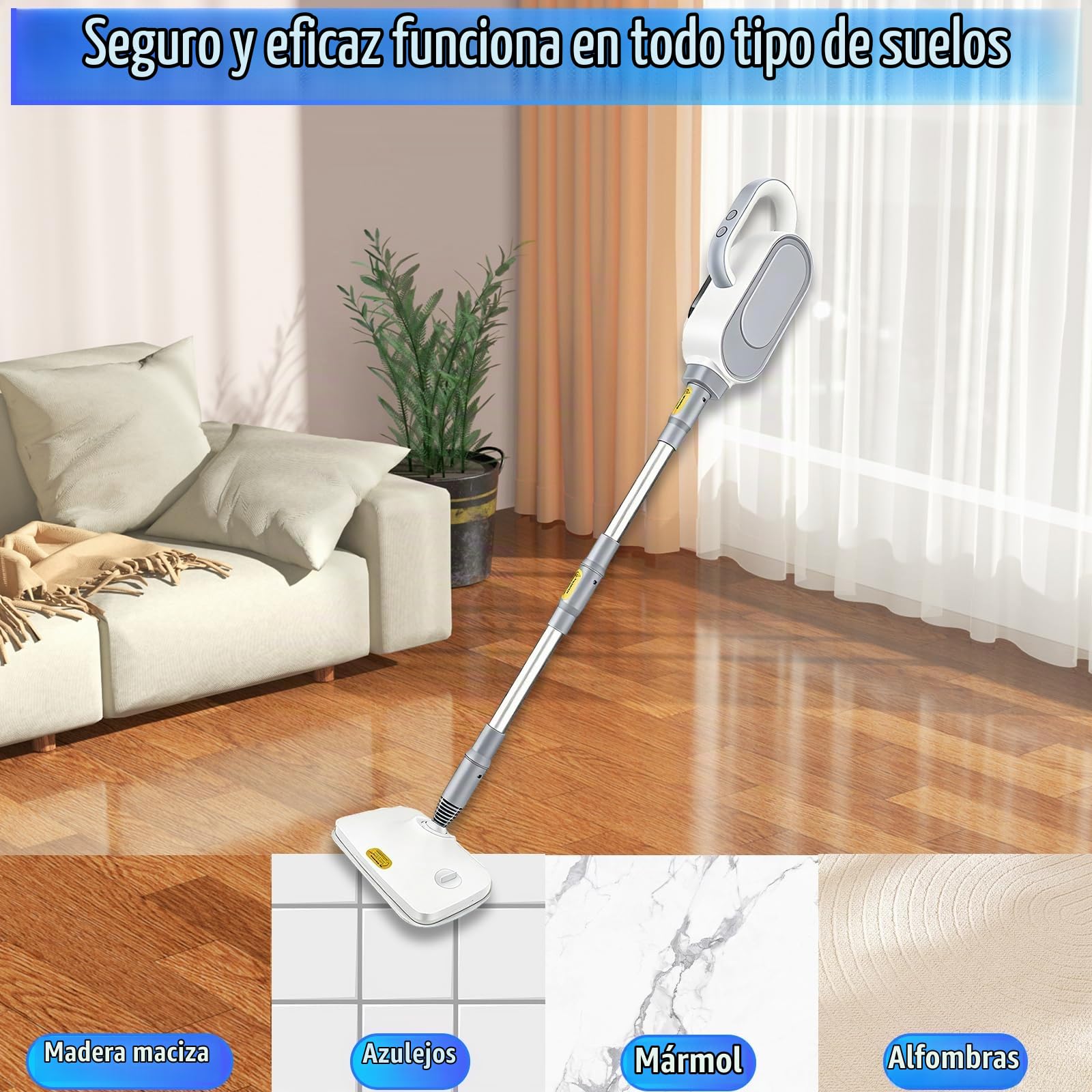 Limpiador a Vapor de Mano 1500W, 14 Accesorios incl. Tubo de Extensión & Manguera Flexible, Calentamiento Rápido en 30 s, Vapor a Alta Presión 140 °C, Depósito 500 ml, para Cocina, Alfombras y Hogar