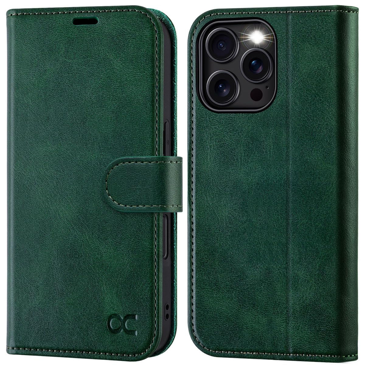 OCASE for iPhone 16 Pro Case, PU Leather Wallet, Magnetic Flip Folio Cover with RFID Blocking, Card Holders, Shockproof TPU