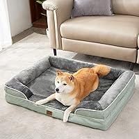 Vista 266 de EHEYCIGA - Cama ortopédica para perro grande, impermeable, de espuma viscoelástica y espuma tipo caja de huevos, bordes elevados, antideslizante
