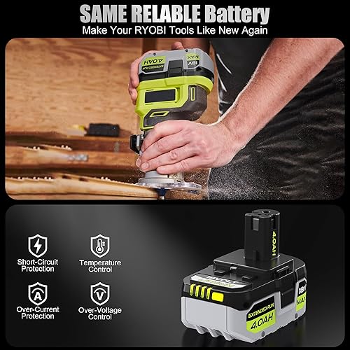 Miniatura 3 de Paquete de 2 repuestos 4AH para Ryobi 18V ONE + batería P108 P102 P103 P104 P105 P107 P109 P122 compatible con Ryobi 18V ONE + herramientas