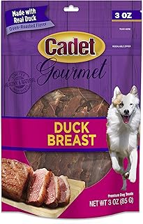 Gourmet Duck Breast Dog Treats - Healthy & Natural Dog Training Treats for Small & Large Dogs - Inspected & Tested in USA (3 oz.)