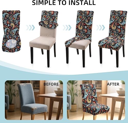 Vista 210 de YISUN Fundas para sillas de comedor, fundas elásticas de elastano para asiento de silla, extraíbles y lavables, fundas protectoras para sillas
