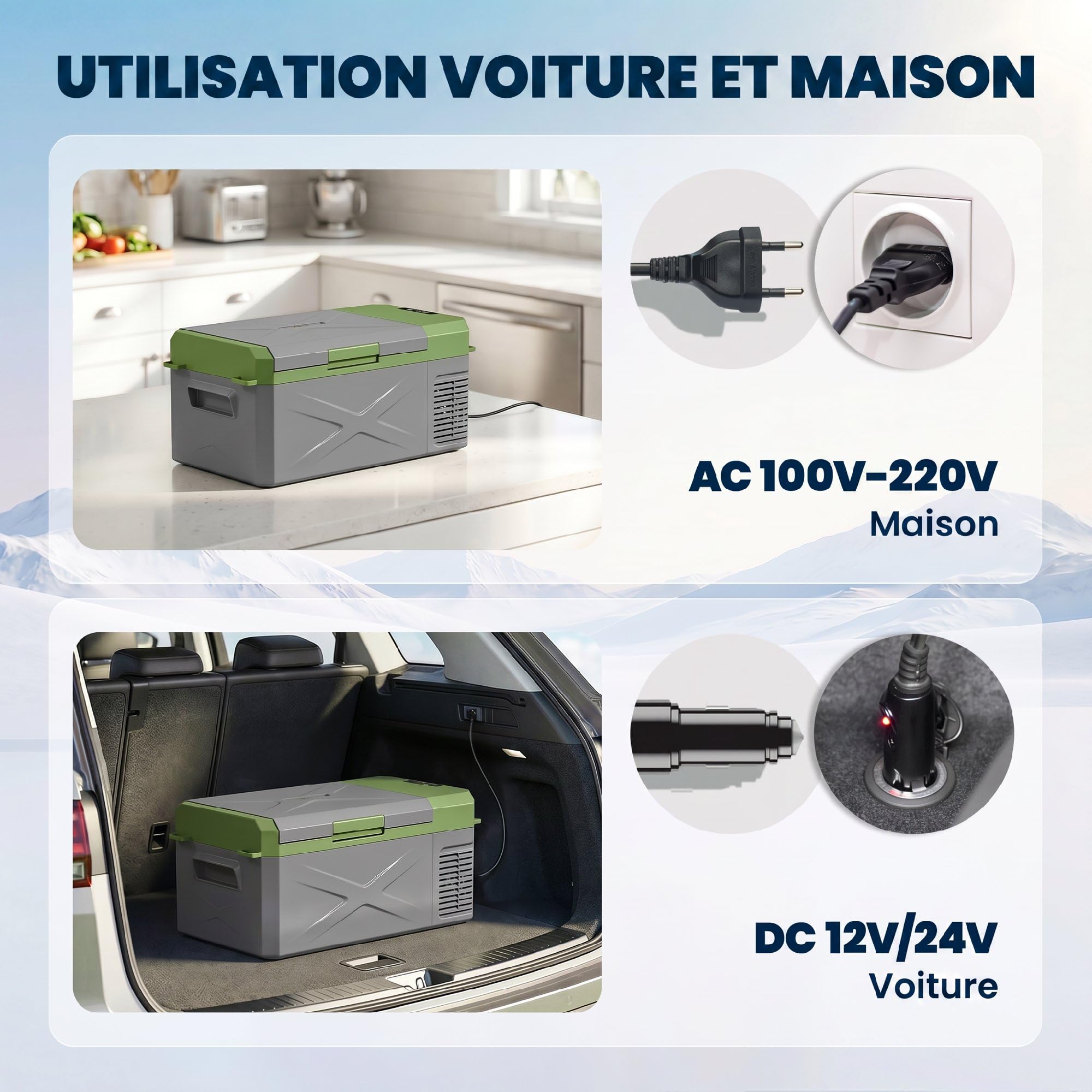 Outsunny Glacière électrique portable 16,3L Réfrigérateur 12/24V Gris | Réfrigérateur de Voiture Portable, Congélateur, Mode ECO, -20℃ to 20℃, pour Maison Camion Camping