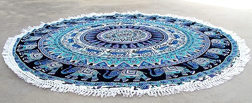 Miniatura 160 de Tapiz redondo de mandala indio para playa, mantel de algodón hippy bohemio, gitano, toalla de playa, tapete de yoga redondo