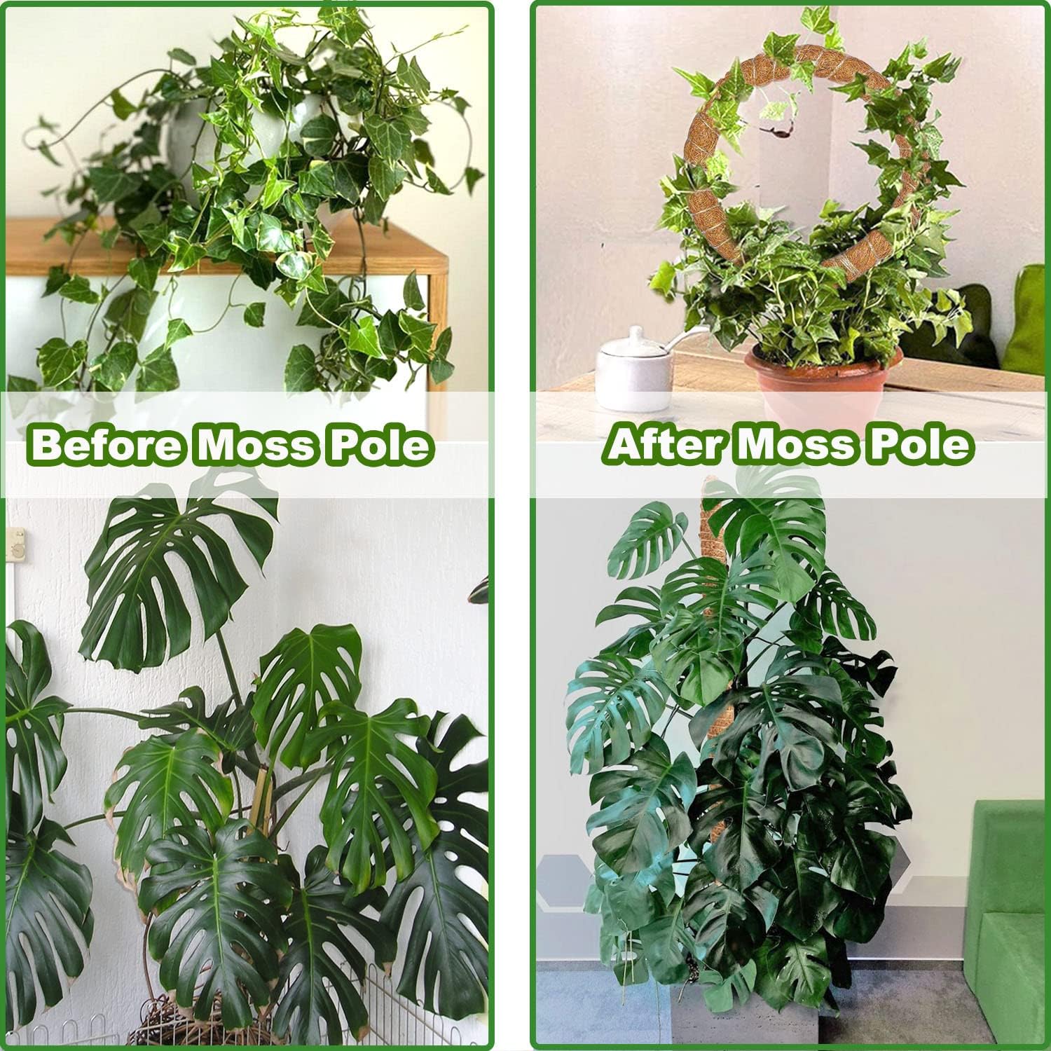 2 Pcs 47'' Moss Pole for Plants Monstera,Moss Pole for Climbing Plants, Bendable Plant Stakes, Coco Coir Plant Support for Monstera, Sphagnum, Pothos and Other Plants