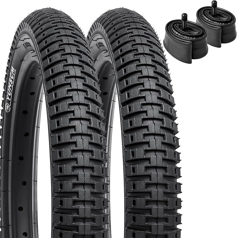 YunSCM Összehajtható Kerékpár Gumiabroncs Szett - 18x2.125 Méretű Külső Gumik és Belső Tömlők AV32mm Szeleppel - MTB, Városi és Országúti Ke