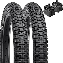 YunSCM 2PCS Folding 18 Inch Tires 18x2.125 ETRTO 57-355 plus 2PCS 18 Inch Air Chamber AV32mm Valve Compatible Bike 18x2.10 18x2.125 18x2.25 Tires and Air Tube