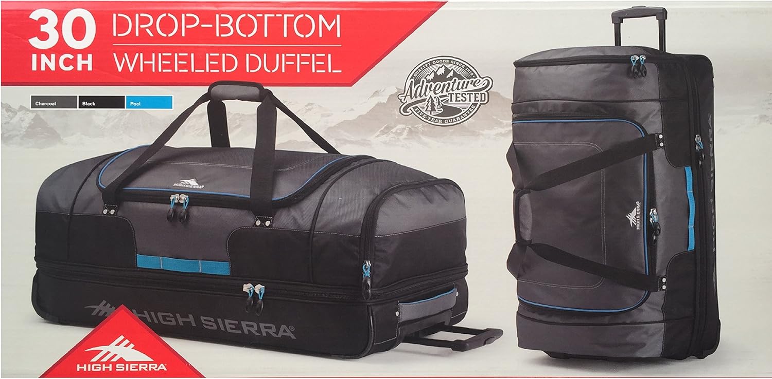 High Sierra 30" DropBottom Wheeled Duffel (30, charcoal