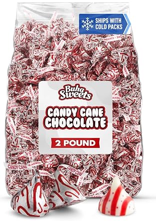 Candy Cane Milk Chocolate Candies - 2lb Bag Approx. 200 Pieces Individually Wrapped Peppermint Flavored Chocolates for Holiday Parties, Stocking Stuffers, Gifts & Buffets