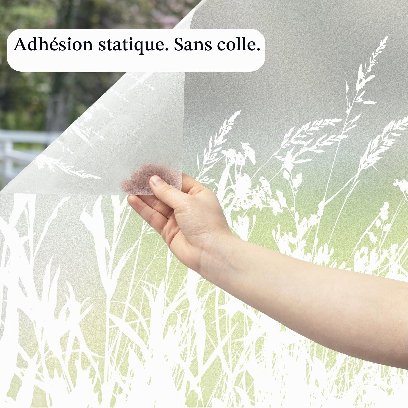 dktie Film pour fenêtre intimité en vinyle dépoli sans colle, film pour fenêtre effet vitrail, film autocollant statique pour plantes amovible pour cuisine, salle de bain, chambre d'enfant 90X200CM