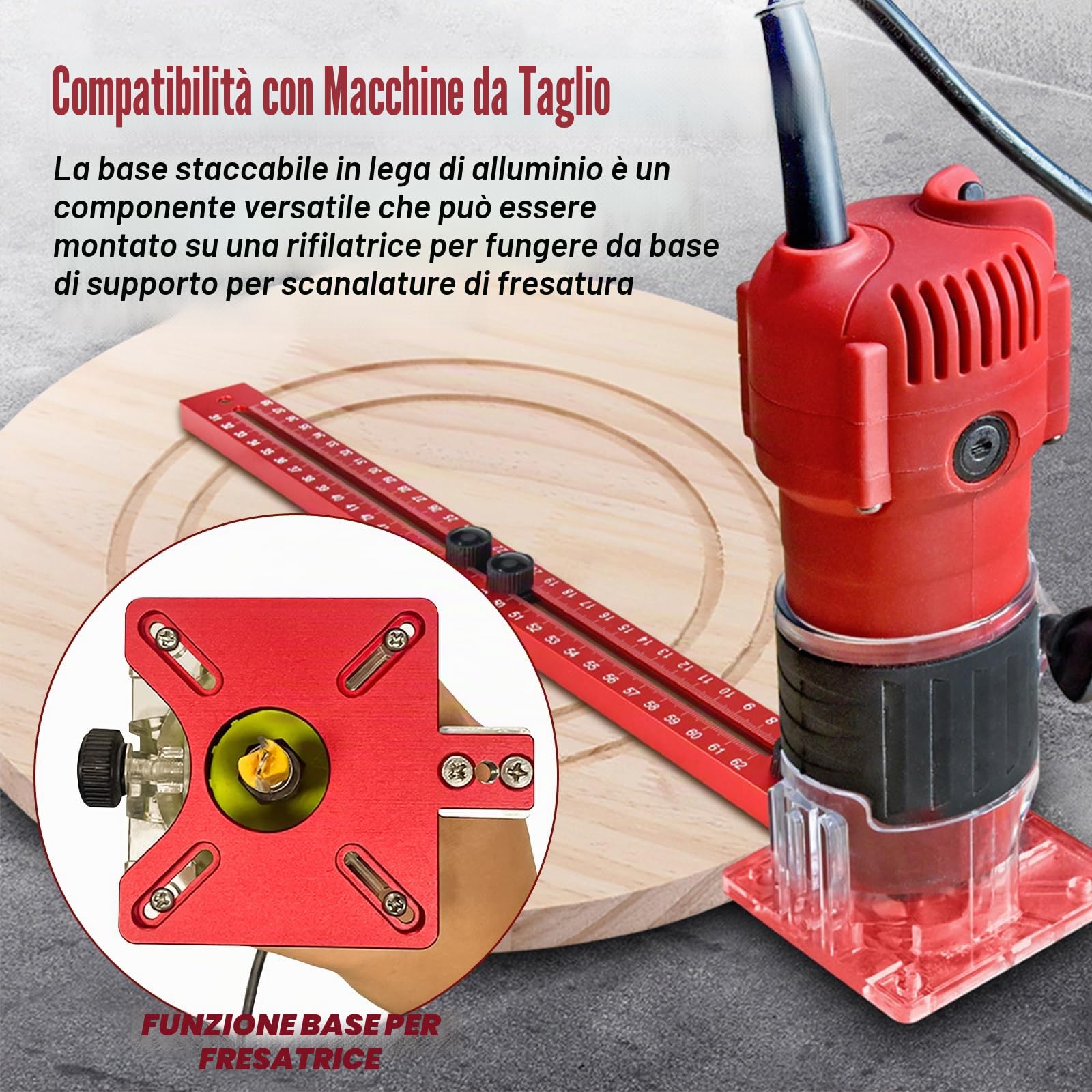 4 in 1 Staffa per scanalatura di fresatura del router, Maschera di taglio circolare del router metrico MM, Maschera hardware per armadio per strumento router, Maschera router multifunzionale