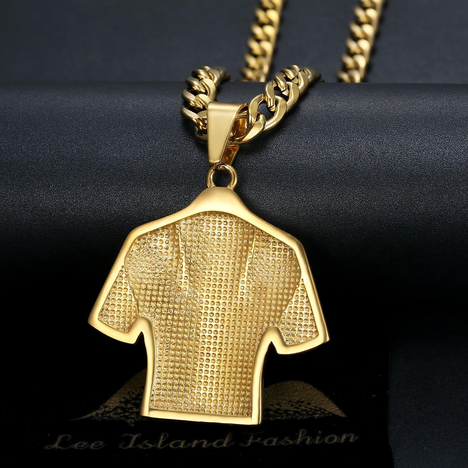 NEGS 18K Gold Plated Soccer Jersey Number 7 Pendant Football Star Stainless Steel Necklace for Men, 24 Inch 7mm Chain Soccer Player Jewelry Gift - Image 4