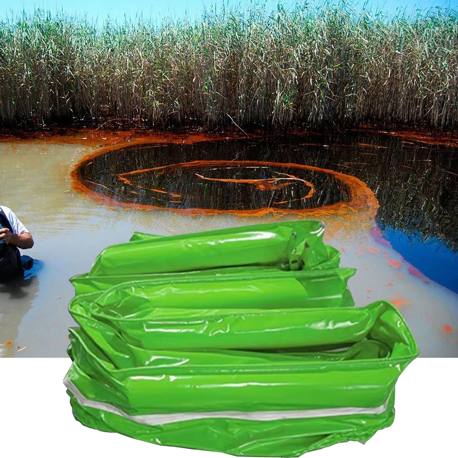 Barriera Galleggiante per sversamenti di Petrolio, barriera Galleggiante in PVC Personalizzabile da 30 Metri - Boa Solida Adatta per banchine e imbarcazioni, barriera Galleggiante Verde per