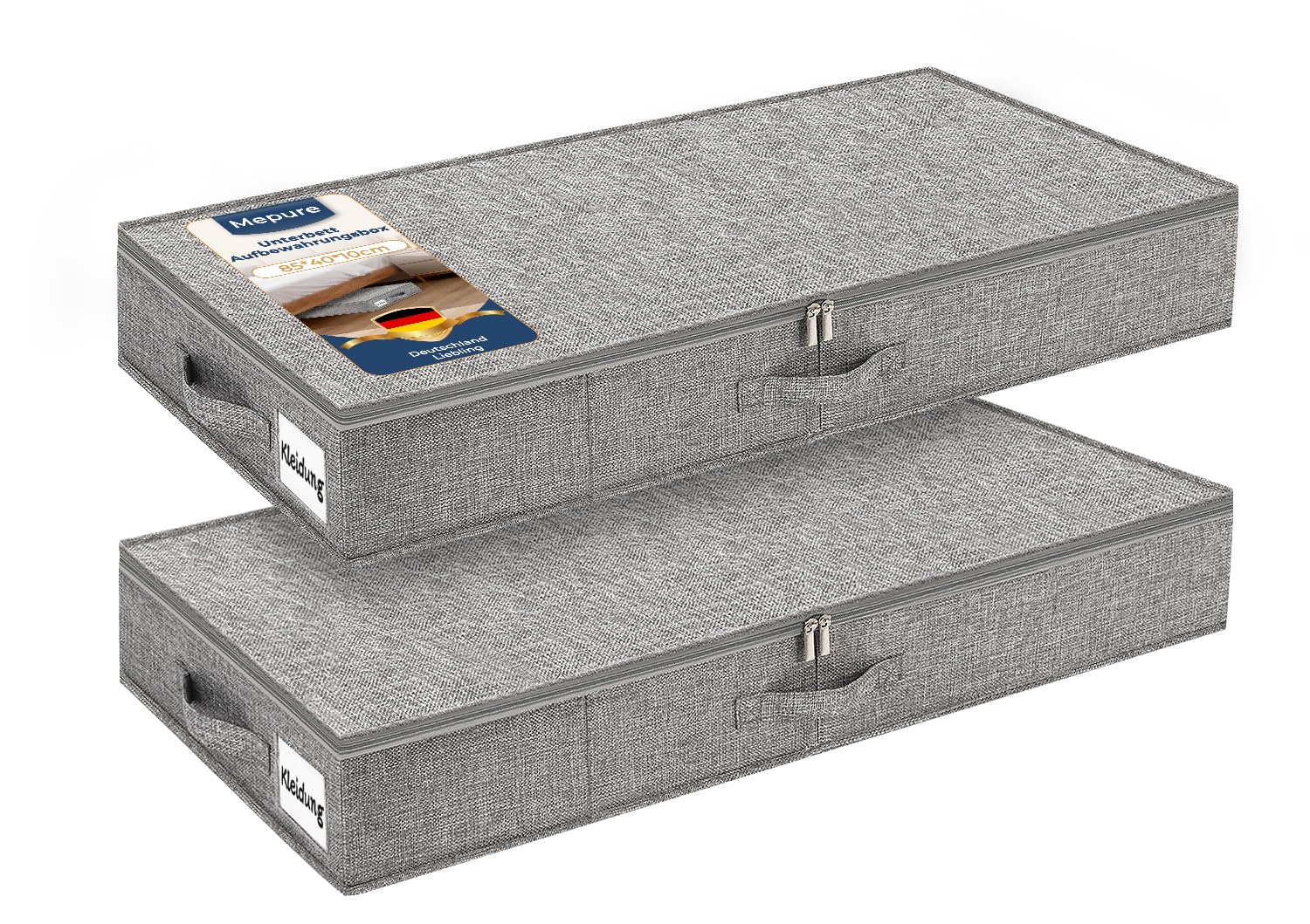 mepure Unterbett Aufbewahrungsbox 10cm Hoch, Ultraflach 85×40×10cm, 2pcs