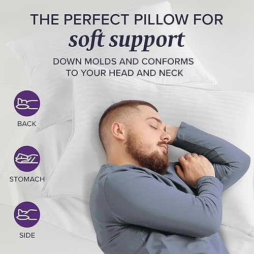 Miniatura 7 de Beckham Hotel Collection Bed Pillows King Size Set of 2 - Feather Down Pillow for Sleeping - Back, Stomach or Side Sleepers