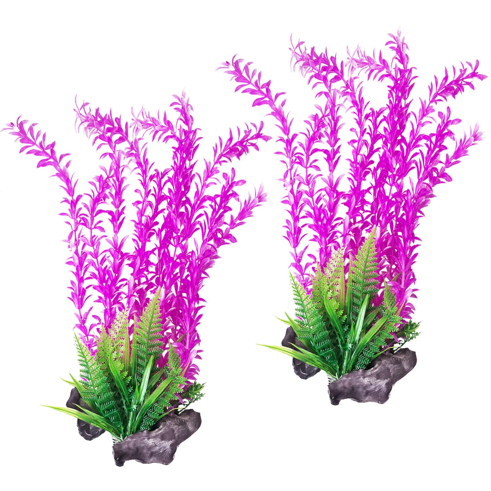 Hamiledyi Aquarium Plastic Plants Aquarium Decor Artificial Fish Tank Plants Lifelike Tall Fish Tank Decorations Aquarium Plant Suitable for Saltwater and Freshwater 15.7in 2pcs