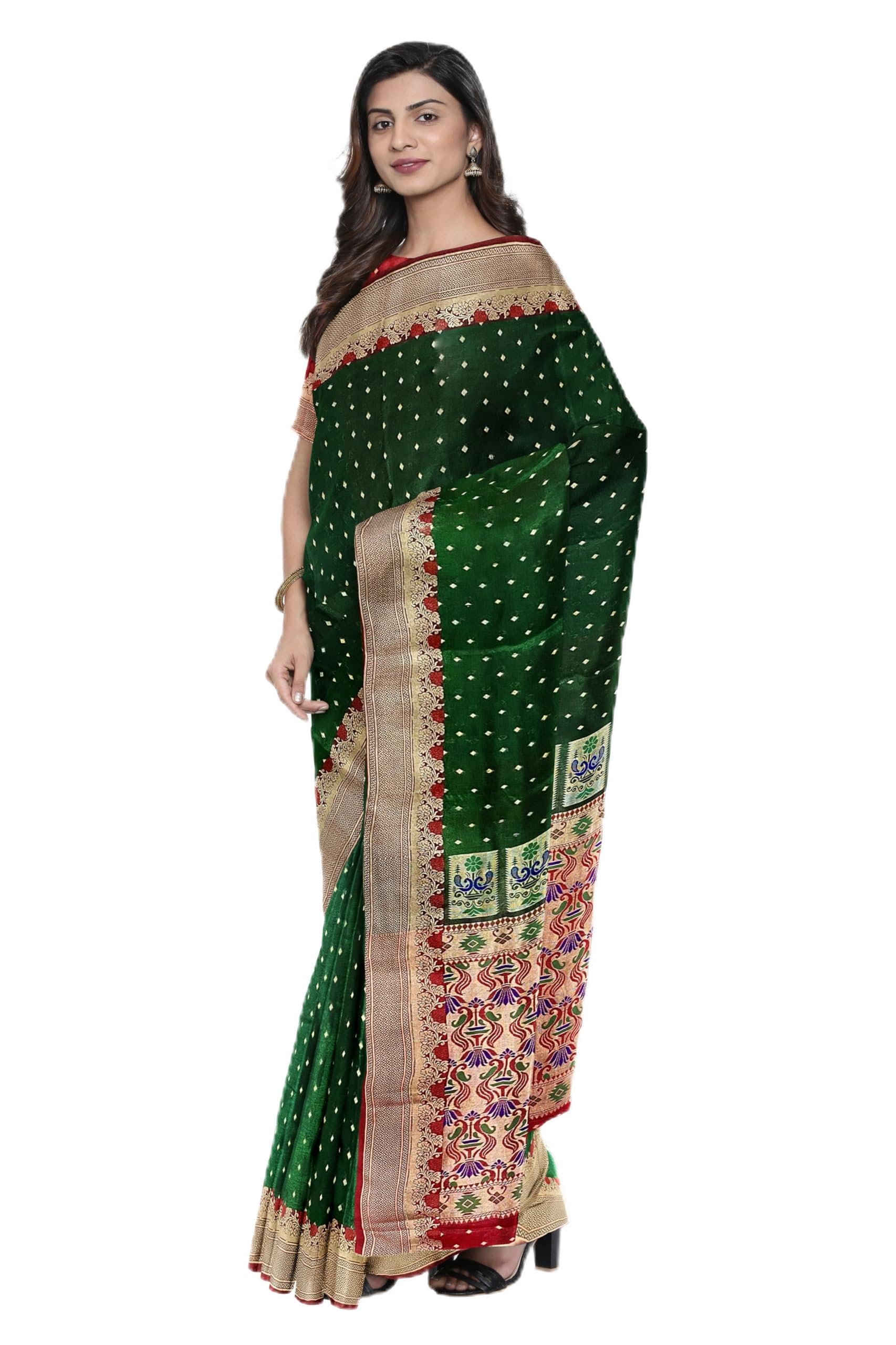 GenericBanarasi Art Silk Pathni Peshwai Saree With Blouse Piece