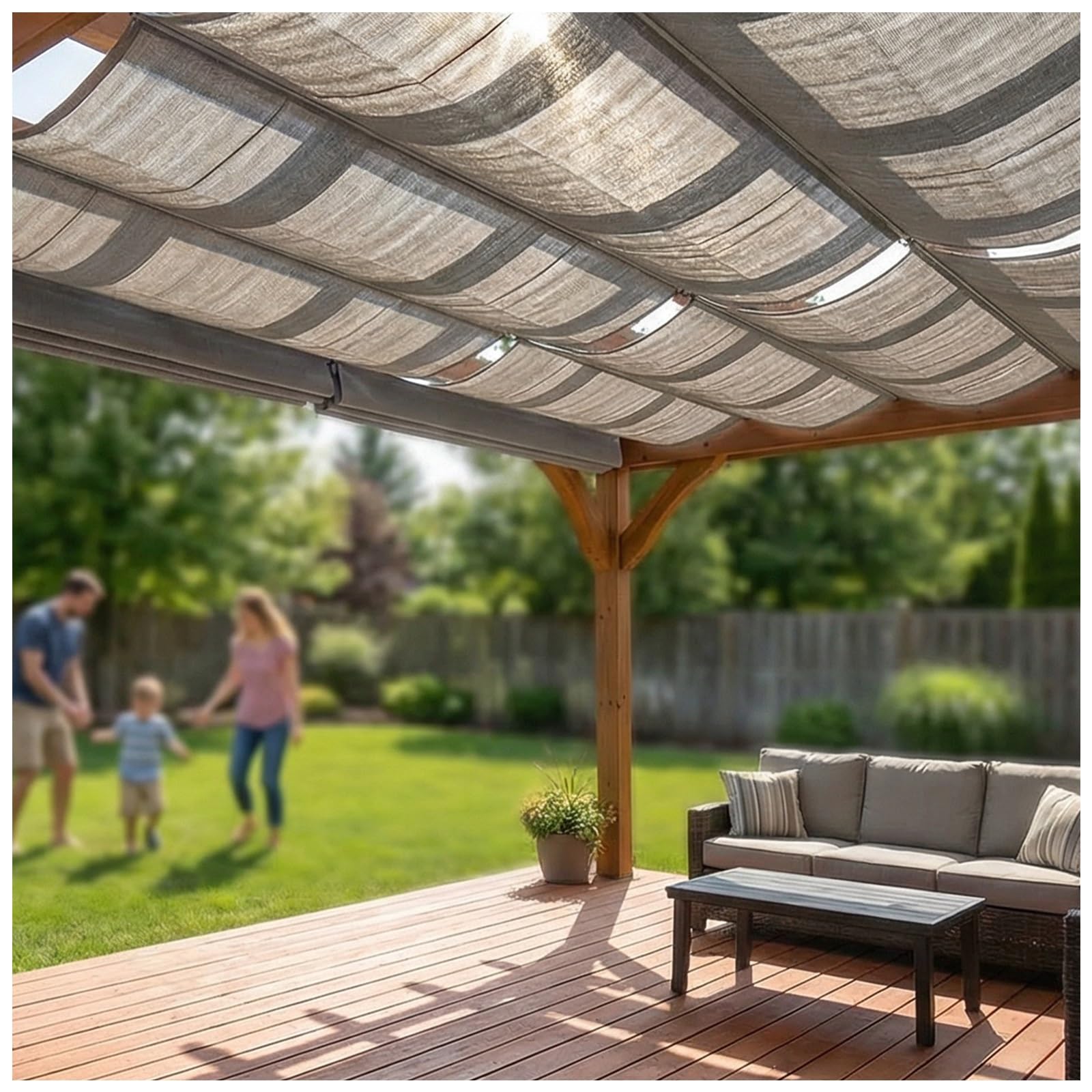 Couverture d'ombre auvent de terrasse de jardin rétractable ondulée 3x12m
