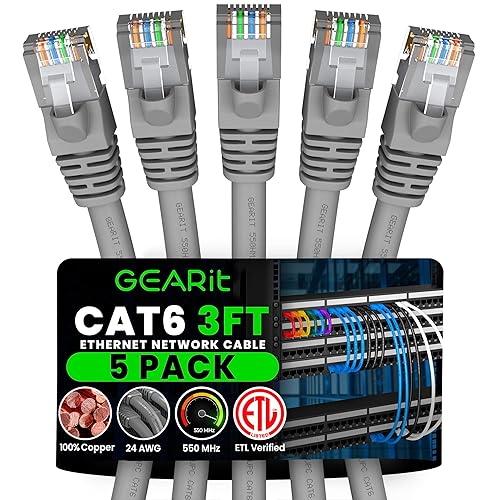 Miniatura 36 de GearIT cable Ethernet de 0.5 pies Cat6 - Cable para computadora a red LAN, color negro, Negro Negro -,Azul,Gris,Rojo