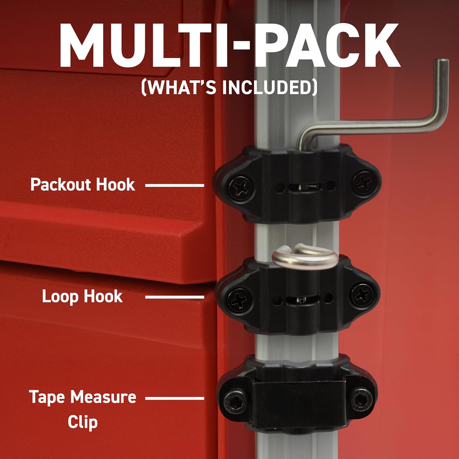 Packout Attachment Bundle Includes Hook, Tape Clip & Loop Mount (3-Pack) – Designed for Milwaukee Packout Rail